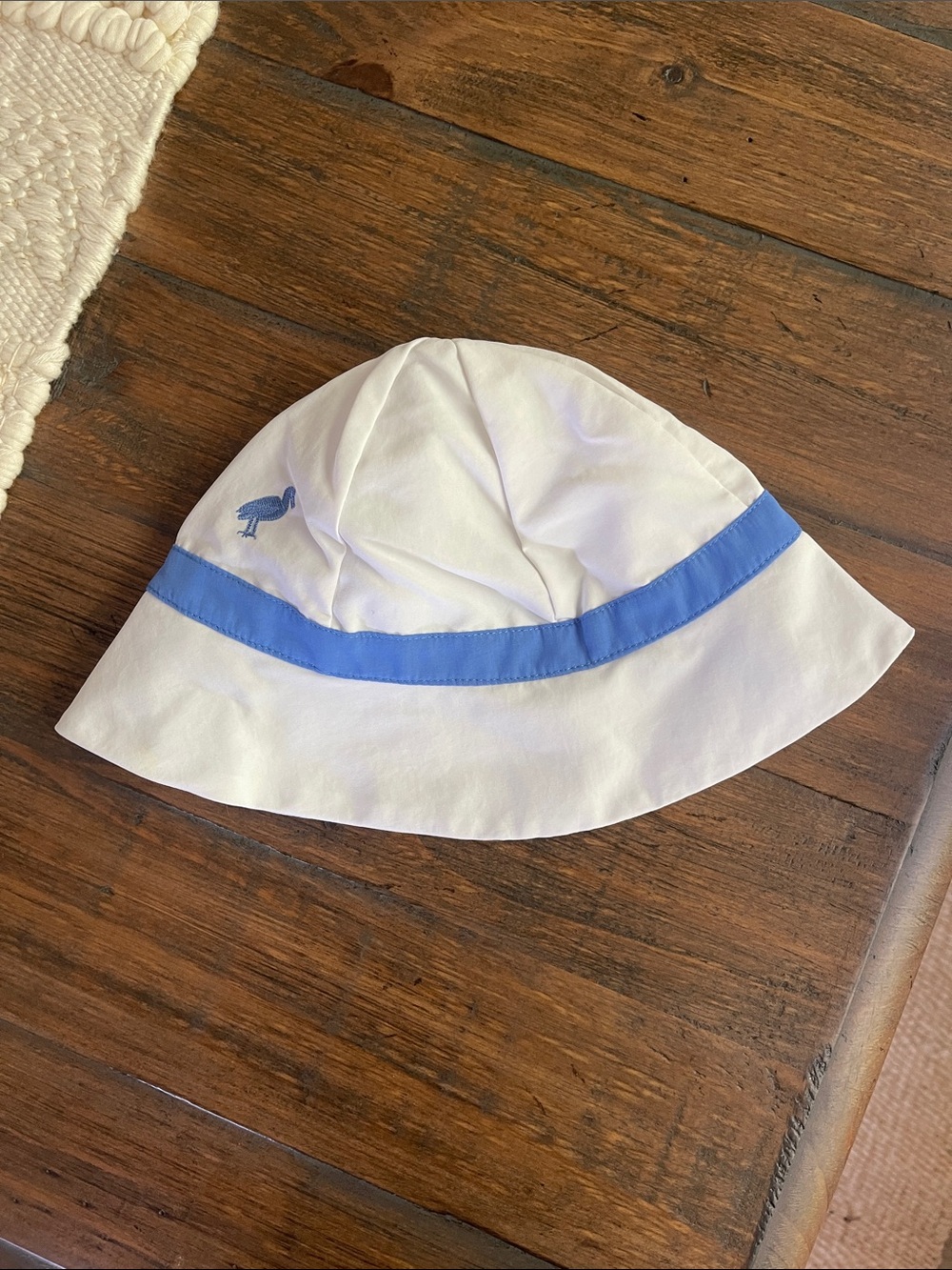 The Beaufort Bonnet Company White Hat with Blue Trim - Kids Bucket Sun Hat